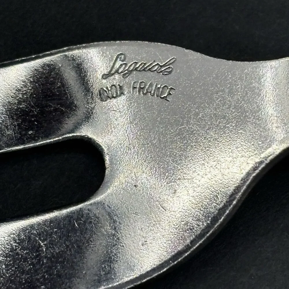 Jean Dubost Laguiole Diox Bee Carving Fork‎ Straight Tines Faux Mother of Pearl